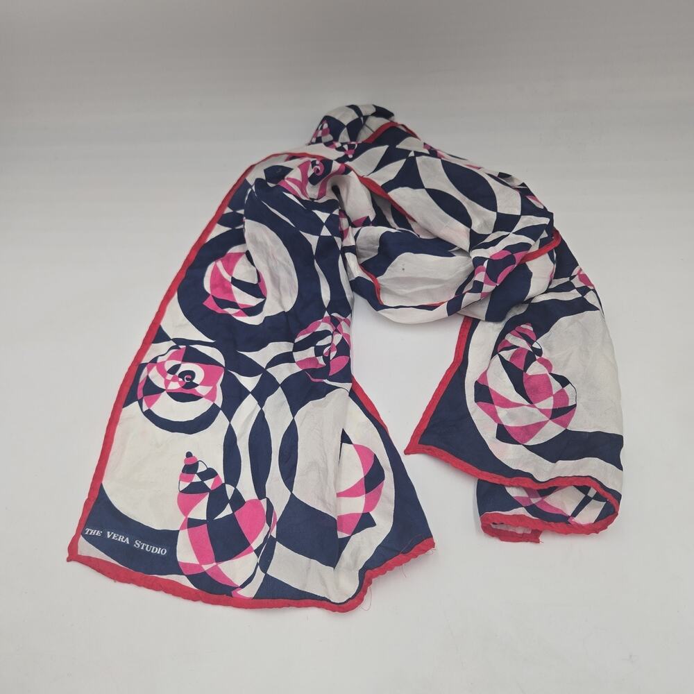 Vintage 60s 70s Vera Neumann Silk Scarf Geometric Shell 10x51" The Vera Studio